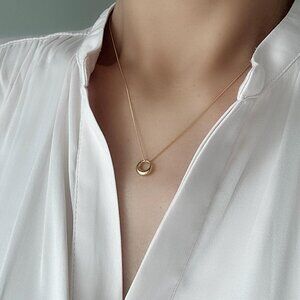 Donut Shaped Pendant Necklaces With Gold Plated Over Sterling Silver Chain